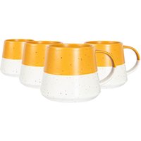 Dipped Flecked Stoneware Belly Mugs Dusty Pink Pack 4 Mustard