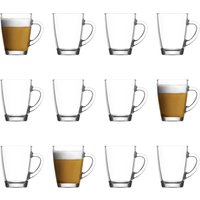 LAV 12x Vega Glass Coffee Mugs - 300ml Drinking Glasses Cups Set in Clear