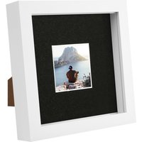 Nicola Spring 6" x 6" White 3D Box Photo Frame - 2" x 2" Mount in Black