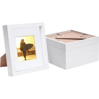 Nicola Spring 8" x 8" White 3D Box Photo Frames - 4" x 4" Mount - Pack of 5