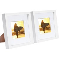 Nicola Spring 8" x 8" White 3D Box Photo Frames - 4" x 4" Mount - Pack of 2