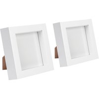 Nicola Spring 3D Box Photo Frames - 4" x 4" - White - Pack of 2