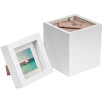 4" x 4" 3D Box Photo Frames 2" x 2" Mount Pack 5 Ivory