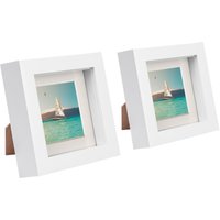 4" x 4" 3D Box Photo Frames 2" x 2" Mount Pack 2 Ivory
