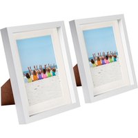8x10" 3D Box Photo Frames 5x7" x2 Ivory