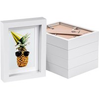 Nicola Spring 5" x 7" White 3D Box Photo Frames - 4" x 6" Mount - Pack of 5