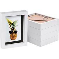 Nicola Spring 5" x 7" White 3D Box Photo Frames - 4" x 6" Mount - Pack of 5 in Black