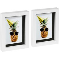 Nicola Spring 5" x 7" White 3D Box Photo Frames - 4" x 6" Mount - Pack of 2 in Black
