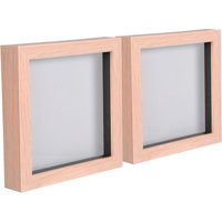 Nicola Spring 3D Box Photo Frames - 6" x 6" - Pack of 2 in Light Brown