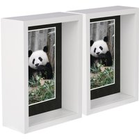 Nicola Spring 5" x 7" 3D Deep Box Photo Frames - 4" x 6" Mount - White - Pack of 2 in Black