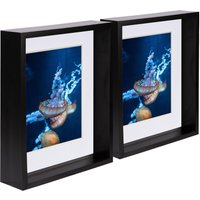 8" x 10" 3D Deep Box Photo Frames 5" x 7" Mount Pack 2 White