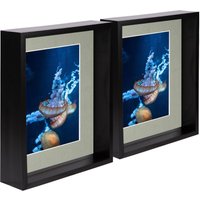 8" x 10" 3D Deep Box Photo Frames 5" x 7" Mount Pack 2 Grey