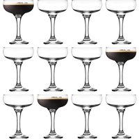LAV 12x Misket Espresso Martini Glasses - 235ml Espresso Coupe Glass Set in Clear