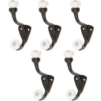 Hammer and Tongs White Ceramic Ball Hat & Coat Hook - W30mm x H105mm - Pack of 5 in Black | Size: 1000mm x 1000mm