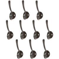 Hammer and Tongs Hat & Coat Hook - W25mm x H80mm - Pack of 10 in Black | Size: 1000mm x 1000mm