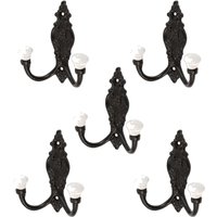 Hammer and Tongs Ornate Double White Ceramic Coat Hook - W100mm x H115mm - Black - Pack of 5 | Size: 1000mm x 1000mm