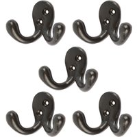 Hammer and Tongs Double Coat Hook - W70mm x H50mm - Pack of 5 in Black | Size: 1000mm x 1000mm