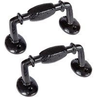 Hammer and Tongs Offset Wrought Iron Door Handle - H115mm - Black - Pack of 2 | Size: 10000mm x 520mm