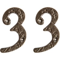 Rustic Iron Numeral Number 3 H75mm Pack 2