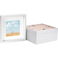Nicola Spring 10" x 10" White 3D Box Photo Frames - 6" x 6" Mount - Pack of 5