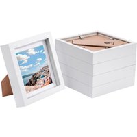 Nicola Spring 6" x 6" White 3D Box Photo Frames - 4" x 4" Mount - Pack of 5