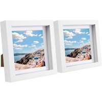 Nicola Spring 6" x 6" White 3D Box Photo Frames - 4" x 4" Mount - Pack of 2
