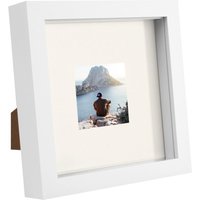 Nicola Spring 6" x 6" White 3D Box Photo Frame - 2" x 2" Mount in Ivory