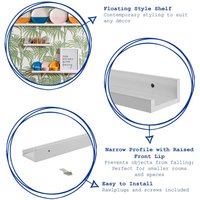 Harbour Housewares 6x Floating 57cm Picture Ledge Shelves - Wall Mounted Display Shelf in White