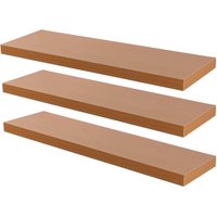 Harbour Housewares 3x 80cm Floating Wall Shelves - Wall Mountable for Storage & Display in Brown | Size: 3x 80 cm