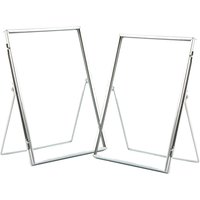 Nicola Spring 2x Standing Metal Photo Frames - 6" x 8" Picture Display Poster Frame in Silver