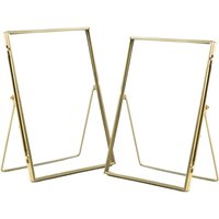 Nicola Spring 2x Standing Metal Photo Frames - 6" x 8" Picture Display Poster Frame in Gold