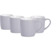 Argon Tableware 4x Coloured Coffee Mugs - 350ml - Durable Stoneware Cappuccino Tea Cup in Grey