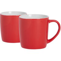 Argon Tableware 2x Coloured Coffee Mugs - 350ml - Durable Stoneware Cappuccino Tea Cup in Red