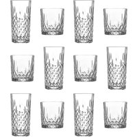 LAV 12pc Odin Glassware Set - Mixed Highball Whiskey Drinking Tumblers in Clear
