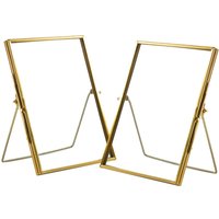 Nicola Spring 2x Standing Metal Photo Frames - 5" x 7" Picture Display Poster Frame in Gold