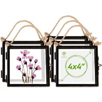 Nicola Spring 5x Hanging Metal Photo Frames - 4" x 4" - Black - Picture Frame Wall Mounted Frame with Rope