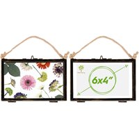 Nicola Spring 2x Hanging Metal Photo Frames - 6" x 4" - Black - Picture Frame Wall Mounted Frame with Rope
