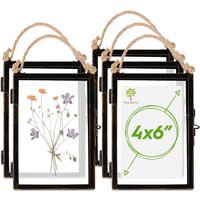 Nicola Spring 5x Hanging Metal Photo Frames - 4" x 6" - Black - Picture Frame Wall Mounted Frame with Rope