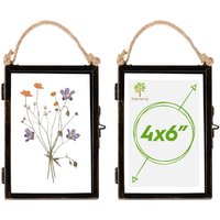 Nicola Spring 2x Hanging Metal Photo Frames - 4" x 6" - Black - Picture Frame Wall Mounted Frame with Rope