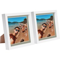 8" x 8" 3D Box Photo Frames 6" x 6" Mount Pack 2 Grey