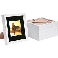 8" x 8" White 3D Box Photo Frames 4" x 4" Mount Pack 5