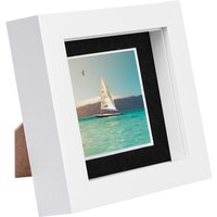 Nicola Spring 4" x 4" White 3D Box Photo Frame - 2" x 2" Mount in Black