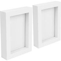 Nicola Spring 3D Box Photo Frames - 4" x 6" - White - Pack of 2
