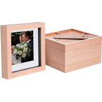 Nicola Spring 6" x 6" 3D Box Photo Frames - 4" x 4" Mount - Light Brown - Pack of 5 in White