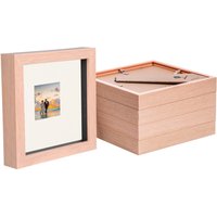 Nicola Spring 6" x 6" 3D Box Photo Frames - 2" x 2" Mount - Light Brown - Pack of 5 in Ivory