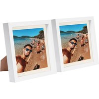 Nicola Spring 8" x 8" White 3D Box Photo Frames - 6" x 6" Mount - Pack of 2 in Ivory
