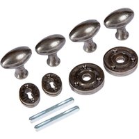 Hammer and Tongs Oval Rim & Mortice Door Knob - W60mm - Pack of 2 in Grey | Size: 10000mm x 520mm