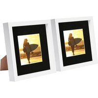Nicola Spring 8" x 8" White 3D Box Photo Frames - 4" x 4" Mount - Pack of 2 in Black
