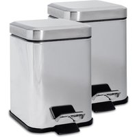 Square Bathroom Pedal Bins 3 Litre Pack 2