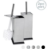 Square Toilet Brushes Pack 2 Metallic